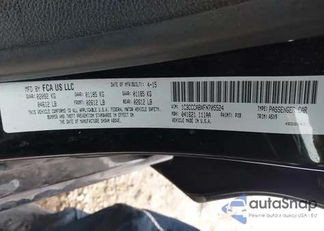 2015 Chrysler 200 Limited z USA, uszkodzony, nr VIN 1C3CCCABXFN705524